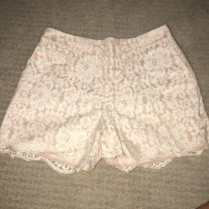 High waisted white floral shorts